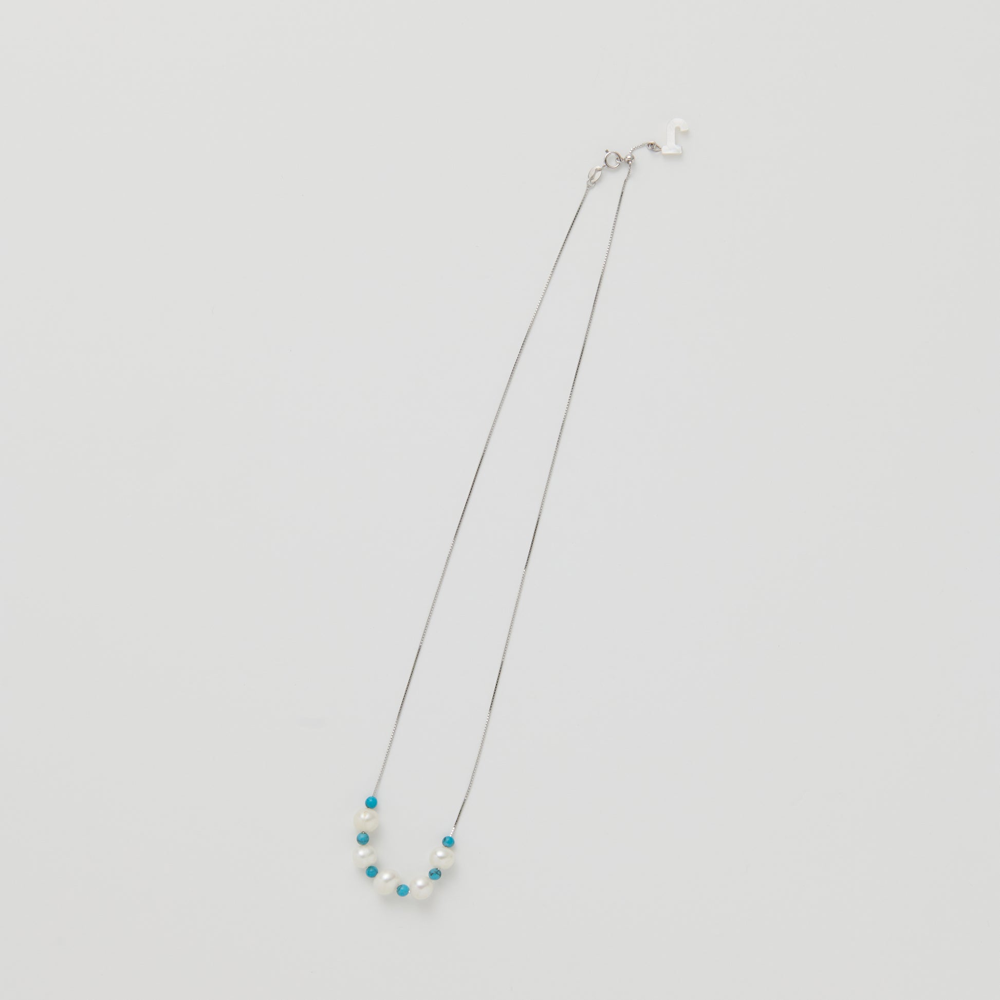 Product Image of Blue Earth Necklace - 925 Sterling Silver and Turquoise Beads with Freshwater Pearls Necklace by Juxtaposition Studio Seoul Korea