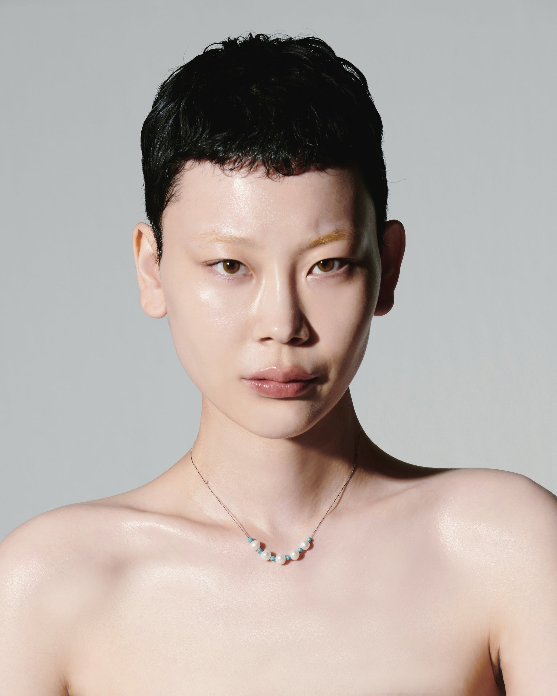 925 Sterling Silver and Turquoise Beads with Freshwater Pearls Necklace by Juxtaposition Studio Seoul Korea