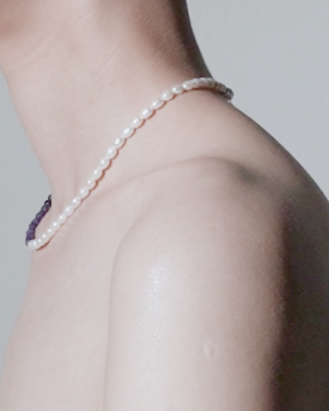 Juxtaposition Studio Wink Amethyst Freshwater Pearl Purple Necklace Korean Jewelry Fashion