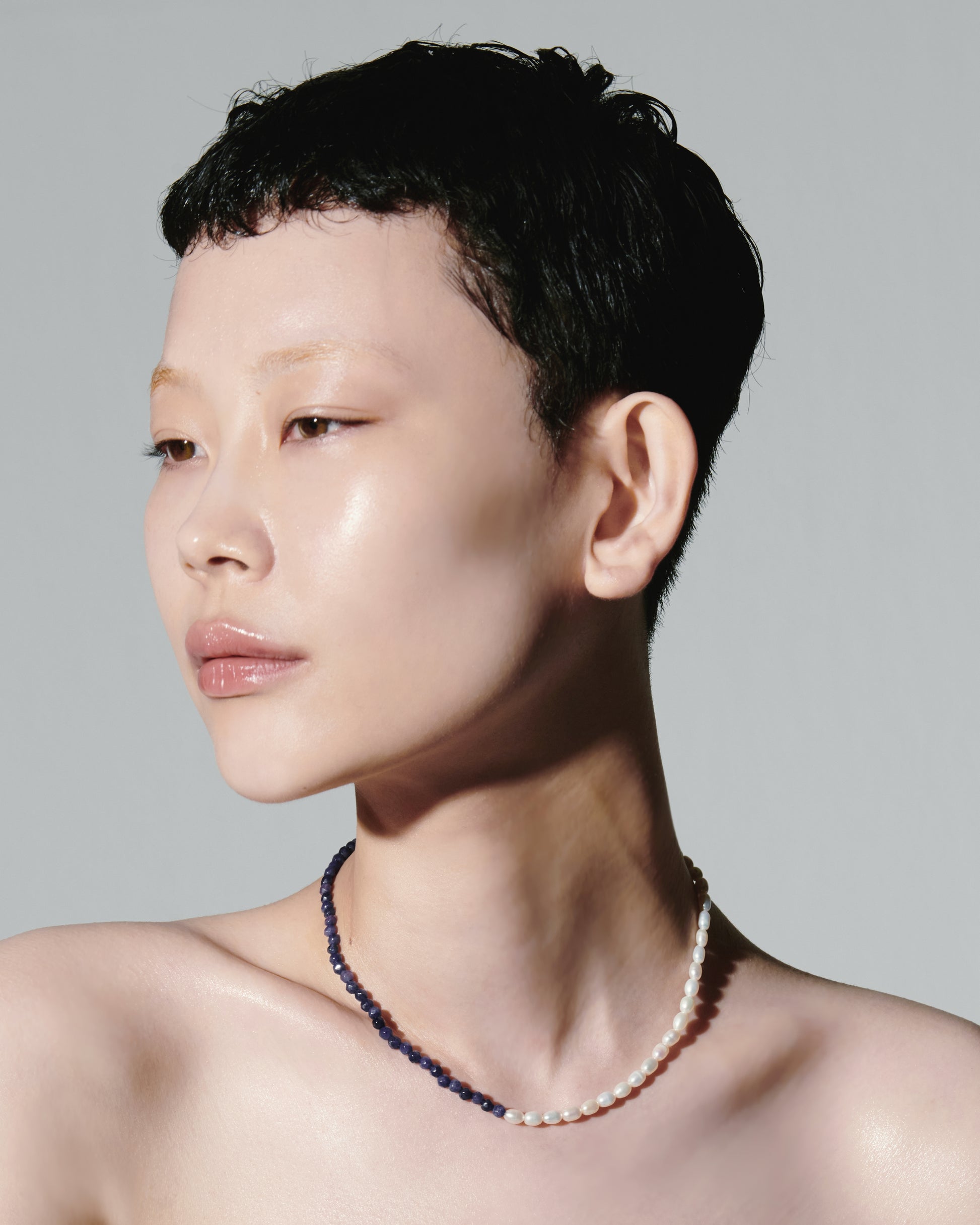 Juxtaposition Studio Wink Necklace Choker Amethyst Freshwater Pearls Korean Fashion Korean Accessories